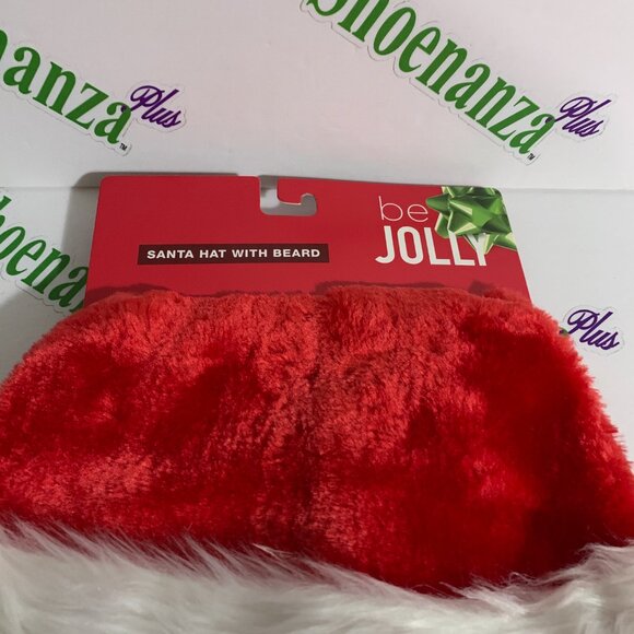 Ugly Christmas Hat Be Jolly Santa With Plush Beard Mustache Red White - Picture 3 of 6